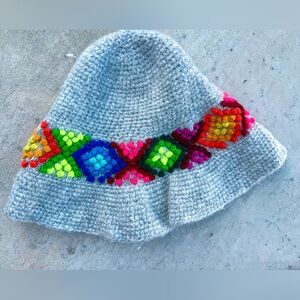 Free People Arlet Rainbow Grey Crochet Hat – Boho Festival Style